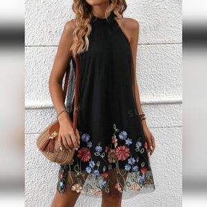 Stylish Mesh Overlay Swing Dress